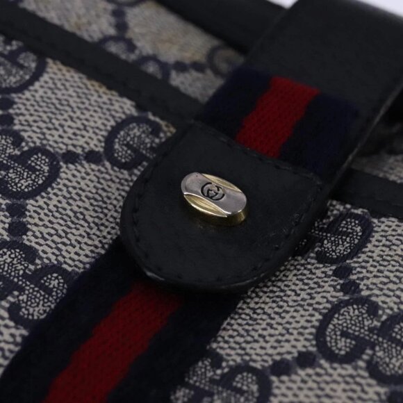 GUCCI GG Supreme Sherry Line Shoulder Bag PVC Navy Red - Picture 6 of 15